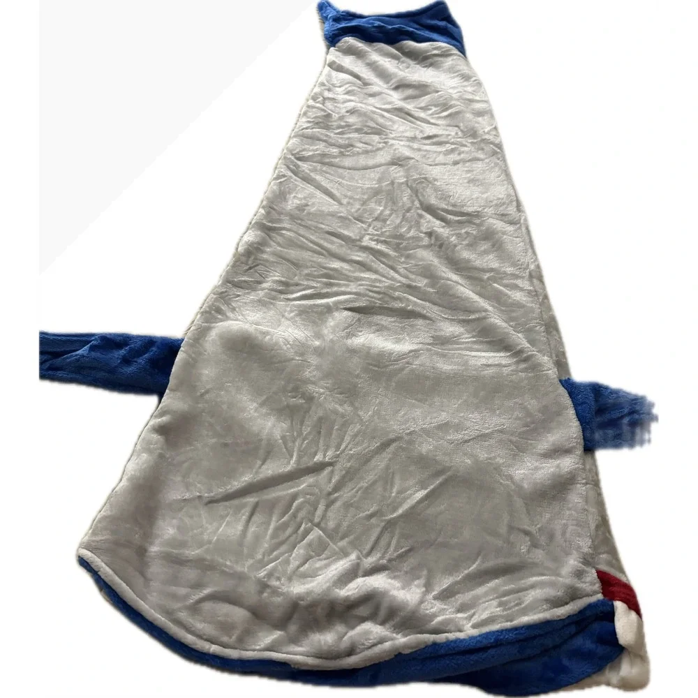 Shark Tail Wearable Blanket Blue White Plush Fuzzy Fleece Sleeping Bag Snuggie